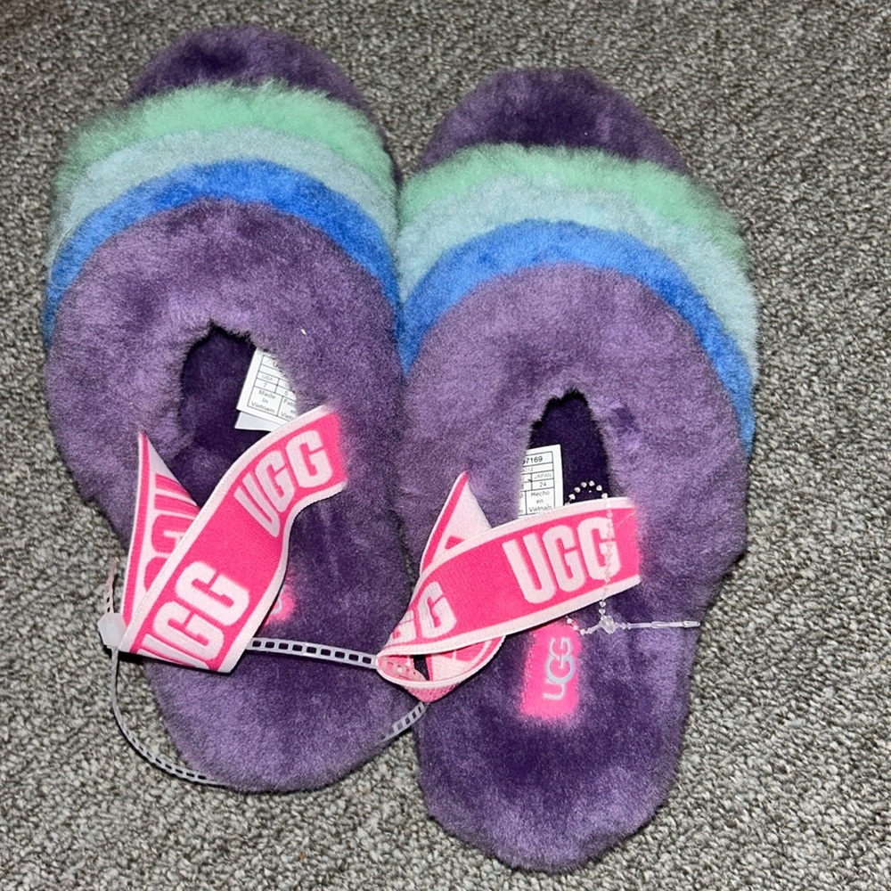 Multicolor pride UGG Fluff Yeah slide